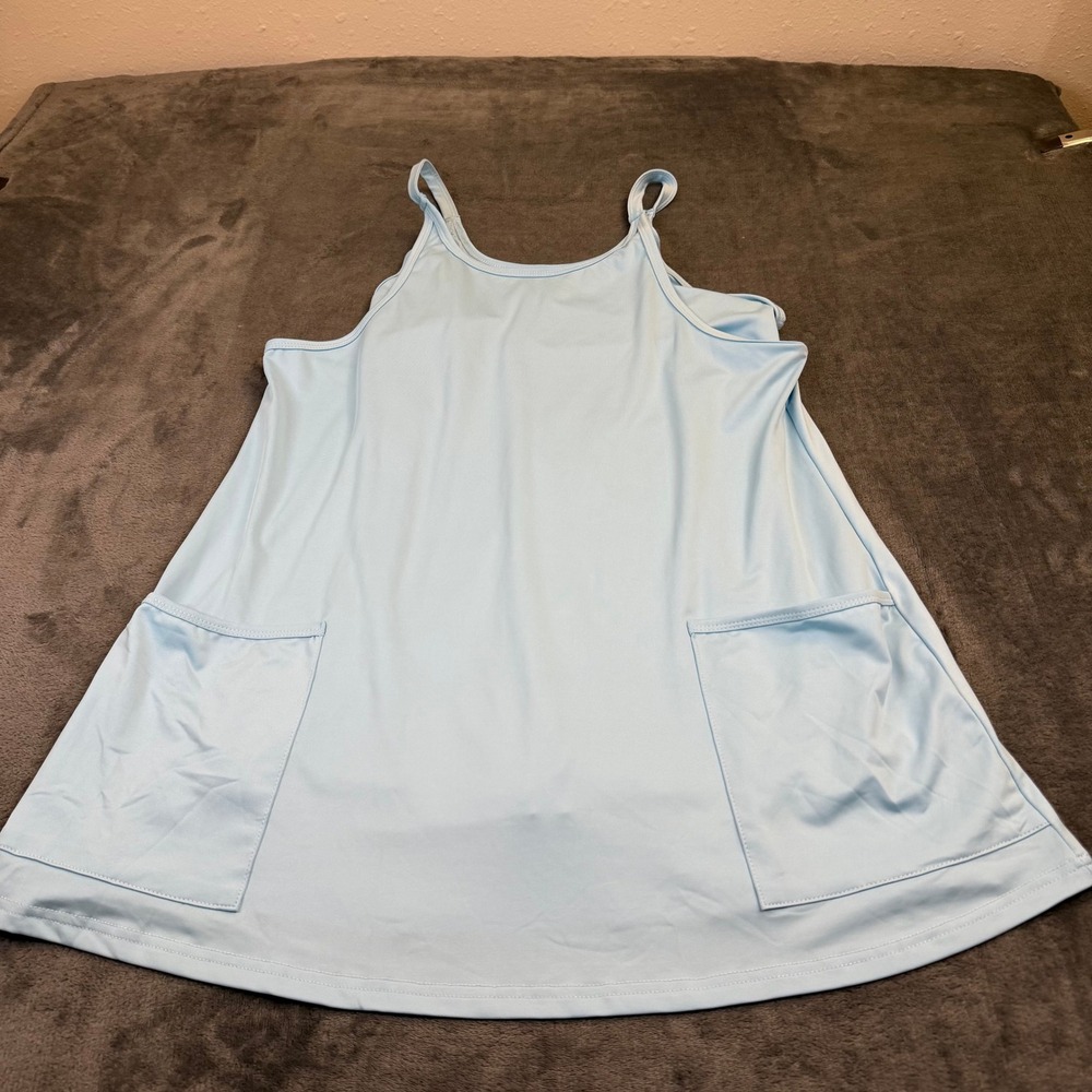 SHEIN Curve Active Dress Womens 0XL Light Blue Pockets Built In Shorts